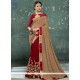 Beige And Maroon Embroidered Work Designer Half N Half Saree