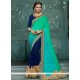 Navy Blue And Turquoise Half N Half Designer Saree