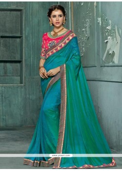 Art Silk Lace Work Shaded Saree