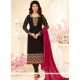 Black Resham Work Faux Georgette Churidar Designer Suit