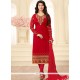 Faux Georgette Red Churidar Designer Suit