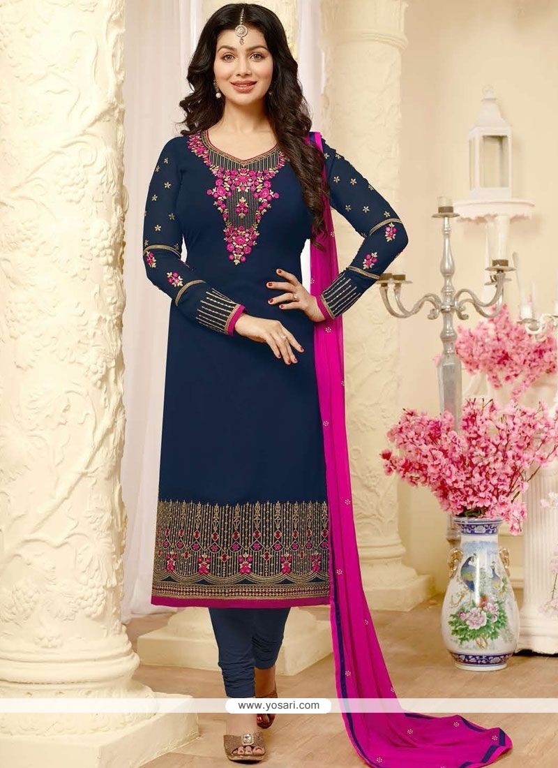 Buy Ayesha Takia Faux Georgette Resham Work Churidar Designer Suit ...