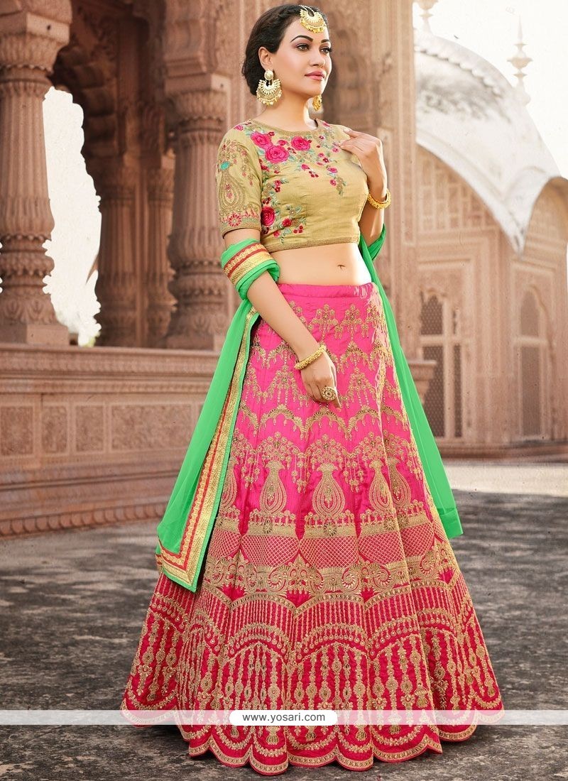 $129 - $193 - Banarasi Silk Chikankari Work Lehenga Choli and Banarasi Silk  Chikankari Work Chaniya Choli Online Shopping