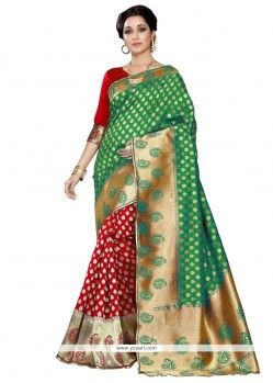 Green And Red Traditional Designer Saree