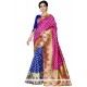 Weaving Work Blue And Hot Pink Art Silk Traditional Saree