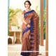 Jute Silk Brown Resham Work Traditional Designer Saree