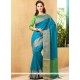 Blue Embroidered Work Jute Silk Traditional Designer Saree