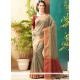 Jute Silk Beige Embroidered Work Traditional Designer Saree