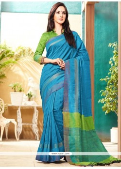 Jute Silk Blue Traditional Saree