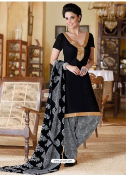 Black Cotton Punjabi Patiala Suit