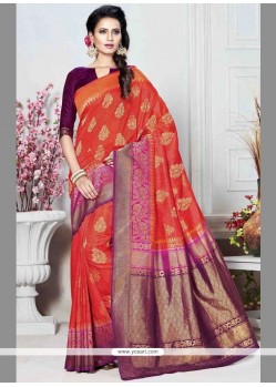 Art Silk Red Traditional Saree