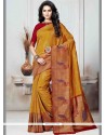 Art Silk Mustard Weaving Work Traditional Designer Saree