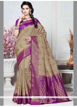 Weaving Work Beige Art Silk Designer Traditional Saree