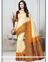 Cream Art Silk Designer Traditional Saree