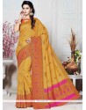 Weaving Work Yellow Art Silk Traditional Saree