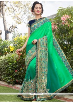 Net Green Shaded Saree