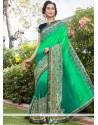 Net Green Shaded Saree