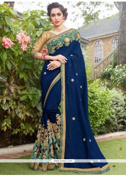 Cotton Silk Navy Blue Traditional Designer Saree