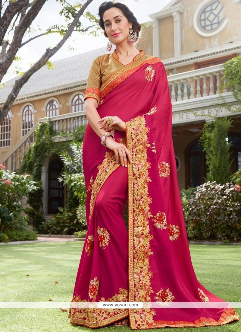 Buy Embroidered Work Faux Georgette Classic Designer Saree | Designer ...