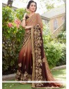 Faux Georgette Brown Shaded Saree