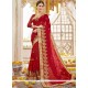 Faux Georgette Red Embroidered Work Classic Designer Saree