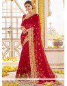 Faux Georgette Embroidered Work Saree