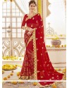 Lace Work Faux Georgette Designer Saree