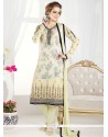 Faux Georgette Cream Churidar Designer Suit