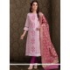 Embroidered Work Chanderi Lavender Churidar Designer Suit