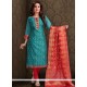 Embroidered Work Chanderi Blue Churidar Designer Suit