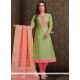 Chanderi Green Churidar Designer Suit