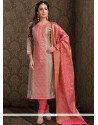 Embroidered Work Pink Chanderi Churidar Designer Suit