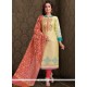 Chanderi Yellow Churidar Designer Suit