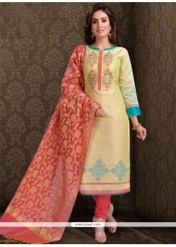 Chanderi Yellow Churidar Designer Suit