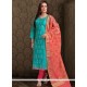 Embroidered Work Blue Churidar Designer Suit