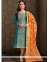 Chanderi Blue Churidar Designer Suit