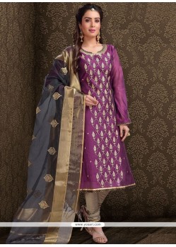 Chanderi Resham Work Churidar Designer Suit