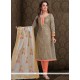 Chanderi Beige Embroidered Work Churidar Designer Suit