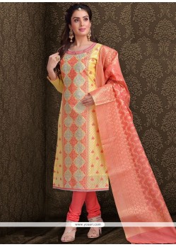 Chanderi Embroidered Work Churidar Designer Suit