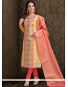 Chanderi Embroidered Work Churidar Designer Suit