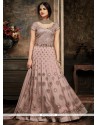 Embroidered Net Floor Length Anarkali Suit In Mauve