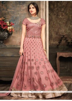 Pink Net Floor Length Anarkali Suit