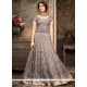 Net Grey Embroidered Work Floor Length Anarkali Suit