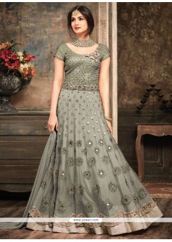 Net Patch Border Work Floor Length Anarkali Suit