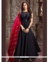 Art Silk Black Readymade Anarkali Suit