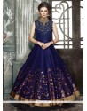 Art Silk Navy Blue Hand Work Work Readymade Anarkali Suit