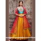 Yellow Hand Work Work Art Silk Readymade Anarkali Suit