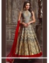 Grey Hand Work Work Readymade Anarkali Suit