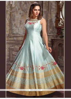 Blue Thread Work Readymade Anarkali Suit