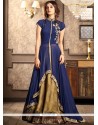 Art Silk Navy Blue Embroidered Work Long Choli Lehenga